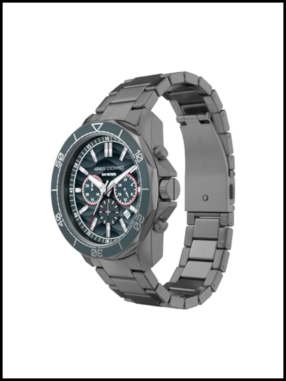 Mens Stainless Steel Chronograph Watch 100m Water Resistant Dive Inspired